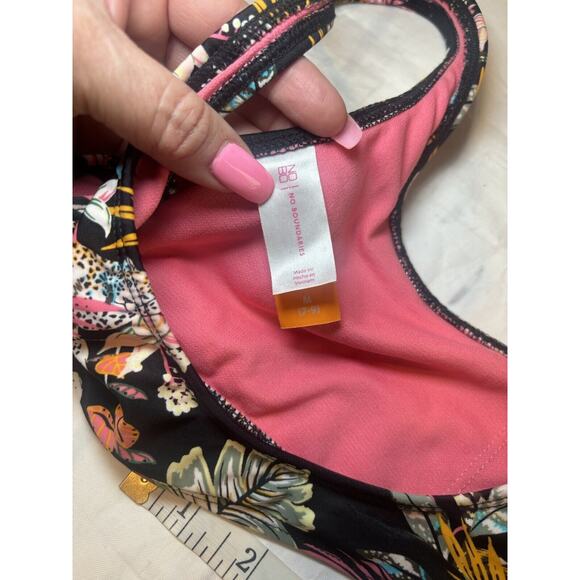 No Boundaries Bikini Top Juniors Medium Swim Top Black Multicolor (qq) - Picture 4 of 4